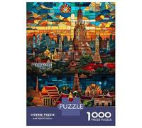 1000 Piece Jigsaw Puzzles for Adults Bangkok Temple Sunset Jigsaws for Adults Brain Teaser Game Stress Reliever for Is Ideal As A Gift 38x26cm/1000pcs