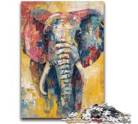 1000 Piece Jigsaw Puzzles for Adults Basquiat-style Elephant Stress Reliever Staycation Kill Time with Matching Poster And Trivia Sheet 50x75cm