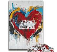1000 Piece Jigsaw Puzzles for Adults Basquiat-style Heart Educational Family Game Deal As Gifts for The Whole Family for And Age 14 Years Up 50x75cm