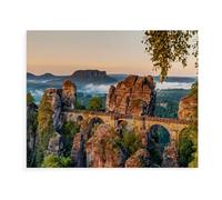1000 Piece Jigsaw Puzzles for Adults，Bastei Bridge in Saxon Switzerland，Interesting Puzzle Challenging Family Activity Games Colorful DIY Craft Puzzle for Home Decor Gifts（38x26cm）-BF1