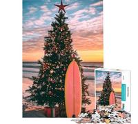 1000 Piece Jigsaw Puzzles for Adults Beach Christmas Tree Fun at Home Activities, Difficult Hard DIY Toys Suitable for People Aged 14 And Above (50x75cm)