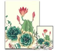 1000 Piece Jigsaw Puzzles for Adults Beautiful Cactus With Flow Wooden Jigsaw Challenging Brain Teaser Relaxing Toy for Teenagers 1000 PCS(75x50cm)