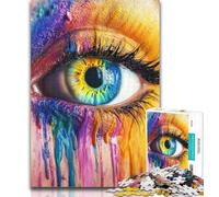 1000 Piece Jigsaw Puzzles for Adults Beautiful Eye with Colorful Paint 1000 Pieces for Adults,Family Educational Games Home Decoration Gift 50x75cm