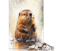 1000 Piece Jigsaw Puzzles for Adults Beaver Watercolor Drawing Jigsaw Puzzle Children Wooden Puzzles Family Entertainment Toys 1000pcs (75x50cm)