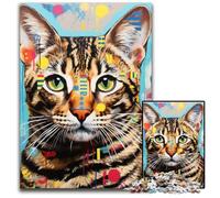 1000 Piece Jigsaw Puzzles for Adults Bengal Cat cardboard Puzzles High-Difficulty Brain Teaser for Teenagers 26X38CM/10.23x14.96inch