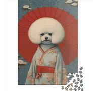 1000 Piece Jigsaw Puzzles for Adults Bichon Frise Geisha Jigsaw Puzzle Adult Paper Puzzles Family Entertainment Toys 1000pcs (38x26cm)