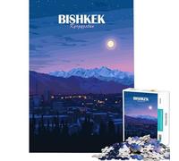 1000 Piece Jigsaw Puzzles for Adults Bishkek Kyrgyzstan Night Cityscape Poster Toy Intellectual Game Educational Game But Fun And Humorous Birthday Gifts (Size 75x50cm)