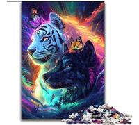 1000 Piece Jigsaw Puzzles for Adults Black And White Tiger, Educational Games Home Decoration Suitable for Desktop Decoration 26x38cm