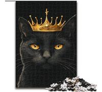1000 Piece Jigsaw Puzzles for Adults Black Cat with Crown, Help The Brain Exercise Addictive Toys to Cultivate Patience Enhance Memory (Size 26x38cm)