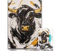 1000 Piece Jigsaw Puzzles for Adults Black Gold Bull,Educational Family Game Wall Decoration Unique Birthday And Xmas Gifts (75x50cm)
