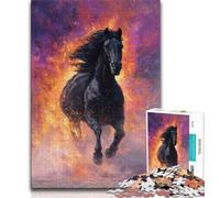 1000 Piece Jigsaw Puzzles for Adults Black Horse 1000 Piece Jigsaw,Fun Activity for Home, Rainy Days Toys, Birthday Gifts 26x38cm