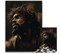 1000 Piece Jigsaw Puzzles for Adults Black Jesus Cardboard Puzzles For Family Fun, Suitable for Desktop Decoration for 14+ 26X38CM