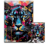 1000 Piece Jigsaw Puzzles for Adults Black Leopard Wooden Puzzles High-Difficulty Brain Teaser for Teenagers 50x75CM/19.68x29.52inch
