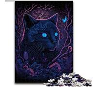 1000 Piece Jigsaw Puzzles for Adults Black Light Cat Jigsaw Puzzles for Adults size 26x38cm Perfect for Family Fun on Holidays