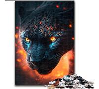1000 Piece Jigsaw Puzzles for Adults Black Panther in Fire, Family Game Stress Reliever Difficult Challenge A Work of Art for Ages 14+ (Size 50x75cm)