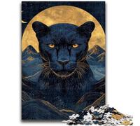 1000 Piece Jigsaw Puzzles for Adults Black Panther Under The Moon Staycation Kill Time with Fully Interlocking Randomly Shaped Pieces 26x38cm