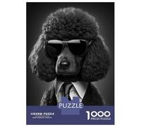 1000 Piece Jigsaw Puzzles for Adults Black Poodle Mafia Boss Jigsaws for Adults Brain Teaser Game Stress Reliever for Is Ideal As A Gift 70x50cm/1000pcs