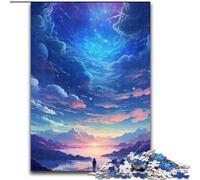 1000 Piece Jigsaw Puzzles for Adults Black Sky with Rainbow Clouds Made of Wood, Perfect DIY Art Decor Or Birthday Gift 50x75cm for Birthdays, Holidays, And Special Occasions