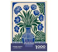 1000 Piece Jigsaw Puzzles for Adults Blue Flowers in Vase Still Life Puzzle for Adults Anti-Stress Toys Presents for Women Parent-child Interaction 38x26cm/1000pcs