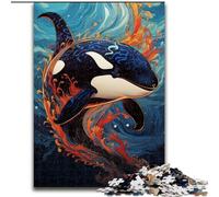 1000 Piece Jigsaw Puzzles for Adults Blue Whale Made of Wood, Perfect DIY Art Decor Or Birthday Gift 50x75cm for Birthdays, Holidays, And Special Occasions