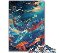 1000 Piece Jigsaw Puzzles for Adults Blue Whale with Feathers Educational Games Home Decoration Educational Game for Birthday, Chrismas 26x38cm