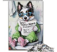 1000 Piece Jigsaw Puzzles for Adults Border Collie Go Toilet Made of Wood, Fun Activity for at Home 50x75cm Educational Toy for Teenagers, Home Office Decor
