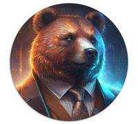 1000 Piece Jigsaw Puzzles for Adults Boss Brown Bear Round Puzzles 1000 Pieces for Adults Gift for Men And Women, Daily & Special Occasion 67.5x67.5cm