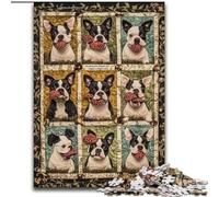 1000 Piece Jigsaw Puzzles for Adults Boston Terrier Dog Collage Impossible Jigsaw Puzzles for Adults 26X38CM Ideal DIY Decor & Brain Teaser Gift