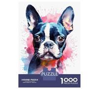 1000 Piece Jigsaw Puzzles for Adults Boston Terrier Watercolor Puzzle for Adults Anti-Stress Toys But Fun And Humorous Birthday And Unique Gifts 70x50cm/1000pcs