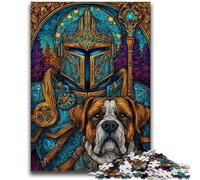 1000 Piece Jigsaw Puzzles for Adults Boxer Dog And Knight Learning Educational Toys Family Games Enhance Love between Couples 26x38cm