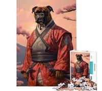 1000 Piece Jigsaw Puzzles for Adults Boxer Dog The Samurai Jigsaw 1000 Pieces Home Decoration Toys Presents for Women Unique Birthday And Xmas Gifts (38x26cm)