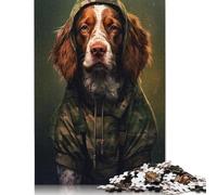 1000 Piece Jigsaw Puzzles for Adults Brittany Spaniel Camo Jigsaw Puzzles for Adults, Wooden Puzzles Educational Stress Relief Toy Puzzle 1000pcs (75x50cm)