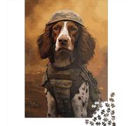 1000 Piece Jigsaw Puzzles for Adults Brittany Spaniel Soldier Jigsaw Puzzle Adult Wooden Puzzles Family Entertainment Toys 1000pcs (75x50cm)