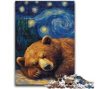 1000 Piece Jigsaw Puzzles for Adults Brown Bear Night Sky Learning Educational Toys Unique Home Decor And Gifts for 14+ 26x38cm