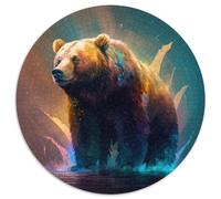 1000 Piece Jigsaw Puzzles for Adults Brown Bear Round Puzzles for 1000 Piece Brain Teaser Game, Interactive Family Game, Suitable for Ages 14+ 67.5x67.5cm