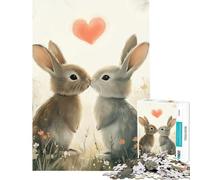1000 Piece Jigsaw Puzzles for Adults Bunny Love Practical Game Learning Educational Toys Birthday Gifts Birthday Present (Size 75x50cm)
