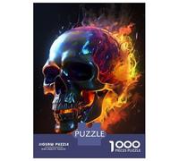 1000 Piece Jigsaw Puzzles for Adults Burning Color Skull Jigsaws for Adults Brain Teaser Game Stress Reliever for Is Ideal As A Gift 52x38cm/1000pcs