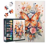 1000 Piece Jigsaw Puzzles for Adults Butterfly Collectible Puzzle Watercolor Flowers Stress Relief Puzzles Relieve Loneliness Beautiful Butterfly Smooth Edges Jigsaw Puzzle Game Gift(27.5x19.7in)