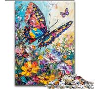 1000 Piece Jigsaw Puzzles for Adults Butterfly on The Flowers Jigsaw Puzzle Made of cardboard for Birthday Holiday Christmas size 38x26CM
