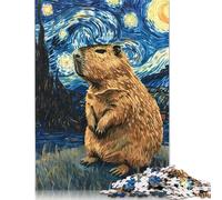 1000 Piece Jigsaw Puzzles for Adults Capybara Starry Night Creative Rectangular Paper Puzzle 1000pcs (38x26cm)