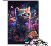 1000 Piece Jigsaw Puzzles for Adults Cat And Flower Neon, Challenging Game And Family Play with Fully Interlocking Randomly Shaped Pieces (Size 26x38cm)