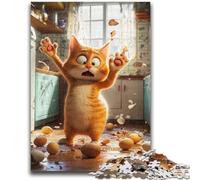 1000 Piece Jigsaw Puzzles for Adults Cat Beating Eggs Educational Family Game Wall Decoration Unique Birthday And Xmas Gifts 50x75cm