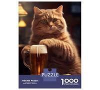1000 Piece Jigsaw Puzzles for Adults Cat Beer Pub Drink Jigsaws for Adults Brain Teaser Game Stress Reliever for Is Ideal As A Gift 52x38cm/1000pcs
