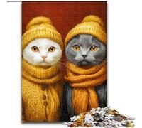 1000 Piece Jigsaw Puzzles for Adults Cat Couple Jigsaw Made of Wood Educational Activity for Cognitive Skills Cognitive Skill Improvement size 50X75CM