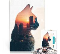 1000 Piece Jigsaw Puzzles for Adults Cat in City Exposure Lernspiele Heimdekoration Einzigartige Wohndekoration und Geschenke38x52cm