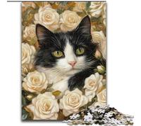 1000 Piece Jigsaw Puzzles for Adults Cat in The Flowers Adult Jigsaw Puzzles 1000 Pieces Christmas Halloween Mother's Day New Year Easter Gift 26X38CM