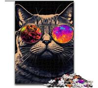 1000 Piece Jigsaw Puzzles for Adults Cat Neon Wooden Puzzles Family Fun Craft, Perfect for Birthdays, Holidays Size 50X75CM