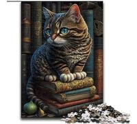 1000 Piece Jigsaw Puzzles for Adults Cat on The Book Puzzles for 1000 Piece Christmas Halloween Mother's Day New Year Easter Gift (Size 50x75cm)