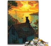 1000 Piece Jigsaw Puzzles for Adults Cat on The House Puzzles for Adults,Fun Present & Activity for Home,Toy for Rainy Days (50x75cm)