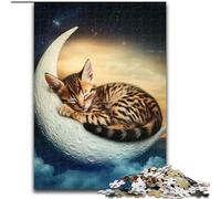 1000 Piece Jigsaw Puzzles for Adults Cat on The Moon Jigsaws 1000 Pieces for Adults Unique DIY Home Decor Gift Idea 26X38CM